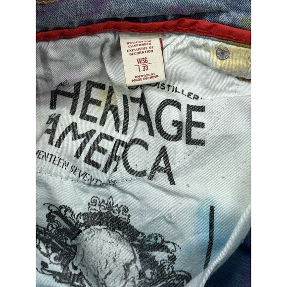 Heritage By America Men's Jeans Size 36x33 Tie Dye Denim Distressed Unique 36 30 - Picture 4 of 16